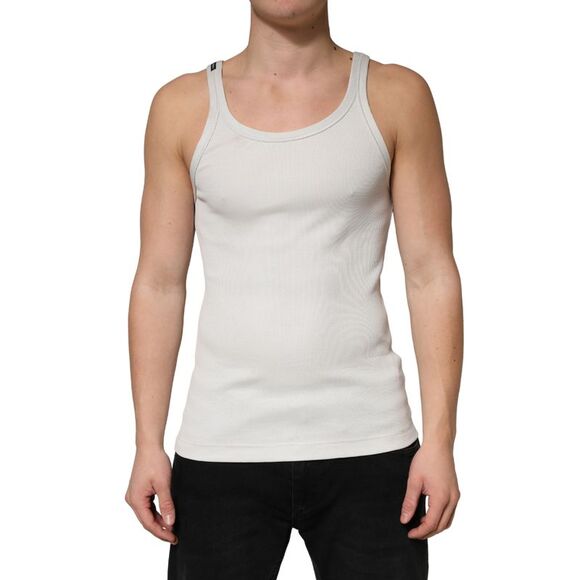 Dolce & Gabbana Gray Cotton Ribbed Sleeveless Tank Top Men's T-shirt